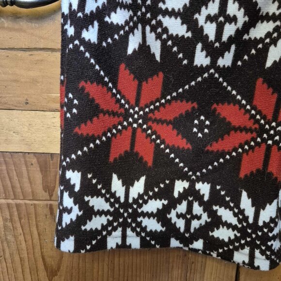 🍄 50% OFF - Scandinavian Floral Print Knit Midi Fitted Dress Cream Brown Orange - Picture 7 of 15